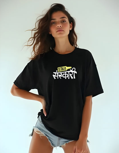 STAY SANSKARI Oversized T-shirt